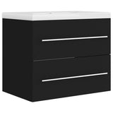 Sink Cabinet with Built-in Basin Black Engineered Wood 3099042