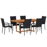 ZNTS 7 Piece Garden Dining Set Poly Rattan Black 3070758