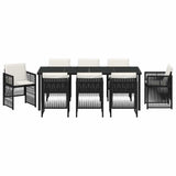 Garden Dining Set 9 pcs Black Powder-Coated Steel 3380648