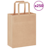 Paper Bags 250 pcs with Handles Brown 18x8x22 cm 4101810