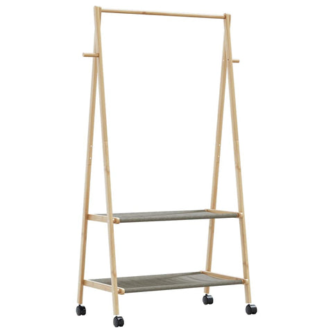 ZNTS Clothes Rack with Shelves and Wheels 96x45.5x155.5 cm Bamboo 4008909