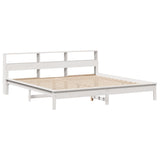 Bed Frame without Mattress White 200x200 cm Solid Wood Pine 3309726