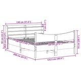 Bed Frame with Headboard White 120x190 cm Small Double Solid Wood Pine 3307063