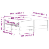 Bed Frame without Mattress White 200x200 cm Solid Wood Pine 3216162