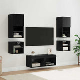 TV Wall Units 8 pcs Black Oak Engineered Wood 3402922