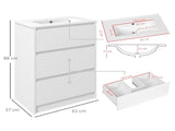 600mm Bathroom Vanity Unit with Basin and Single Tap Hole, High Gloss White Floor Standing Bathroom T3398P378068
