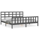 Bed Frame without Mattress Grey 200x200 cm Solid Wood Pine 3192123