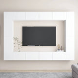 8 Piece TV Cabinet Set White Engineered Wood 3078670