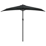 312500 Balcony Parasol with Aluminium Pole Black 270x144x222 cm Half