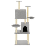 Cat Tree with Sisal Scratching Posts Light Grey 180 cm 172032