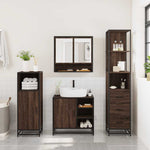 ZNTS 3 Piece Bathroom Furniture Set Brown Oak Engineered Wood 3301179