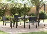 Garden Dining Set with Cushion 5 pcs Black Poly Rattan 3379705
