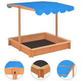 Sandbox with Adjustable Roof Firwood 115x115x115 cm 316473