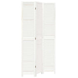 Room Divider 3 Panels White Solid Wood Paulownia 358832