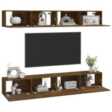 Wall TV Cabinets 4 pcs Smoked Oak 100x30x30 cm 3114195
