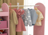Kids Clothes Rail with Storage Shelf, Boxes, Mirror for Bedroom, Nursery, Pink T3398P347990