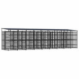 Outdoor Dog Kennel with Roof Steel 16.59 m 3097954