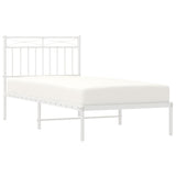 Metal Bed Frame without Mattress with Headboard White 90x200cm 373733