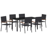 Garden Dining Set with Cushion 7 pcs Black Poly Rattan 3379706