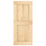 Sliding Door Natural and Black 90 x 210 cm Solid Pine Wood 3444978