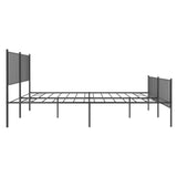 ZNTS Metal Bed Frame without Mattress with Footboard Black 180x200cm 350886