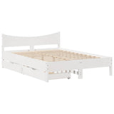 Bed Frame with Drawers White 120x200 cm Solid Wood Pine 3301909
