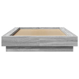ZNTS Bed Frame with LED Lights without Mattress Grey Sonoma 90x200cm 3281124