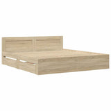 Bed Frame with Drawer 2 pcs Sonoma 193 x 203 cm Engineered Wood 3402856