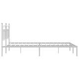 Bed Frame White Powder-Coated Steel Double Bed Frame 353591