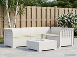 4-Seater Garden Sofa with Cushions Rattan Look PP White 3443970