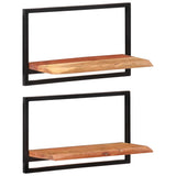 Wall Shelves 2 pcs 60x25x35 cm Solid Wood Acacia and Steel 338459