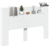 Storage Headboard with LED White Engineered Wood 3418682