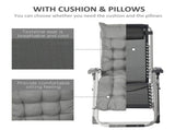 2pc Reclining Zero Gravity Sun Loungers ,Folding Chaise Lounge Chair with Cushions, Dark Grey T3398P318688