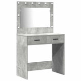 Dressing Table with Mirror Lights 3 pcs Grey Engineered Wood 3334248