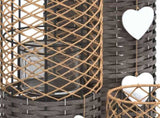 Candle Holders 3 pcs Grey Wicker 364360