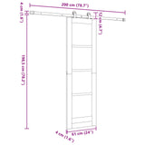 Sliding Door Natural and White 61 x 198.5 cm Solid Pine Wood 3445476