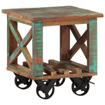 ZNTS Side Table with Wheels 40x40x42 cm Solid Wood Reclaimed 338005