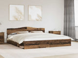 Bed Frame with Headboard Old Wood 200 x 200 cm Solid Pine Wood 3412860