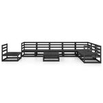 9 Piece Garden Lounge Set Black Solid Pinewood 3075783