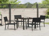 Garden Dining Set with Cushion 5 pcs Black Poly Rattan 3380037