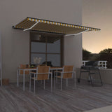 Manual Retractable Awning with LED 500x300 cm Yellow and White 3069143