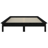 Bed Frame Black Solid Pine Wood King Size Decorative Inlays 820550