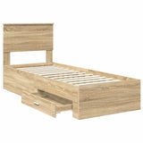 Bed Frame Sonoma Oak and Silver 75 x 190 cm Engineered Wood 3410960