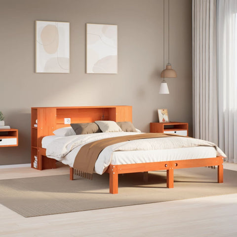 Bookcase Bed without Mattress Wax Brown 120x200cm Solid Wood Pine 3322528