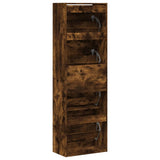 Shoe Cabinet with 4 Flip-Drawers Smoked Oak 60x34x187.5 cm 3214375