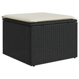 6 Piece Garden Sofa Set with Cushions Black Poly Rattan Acacia 3327696
