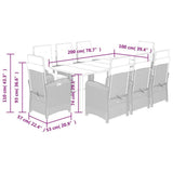 9 Piece Garden Dining Set with Cushions Grey Poly Rattan 3212625