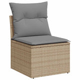 6 Piece Garden Sofa Set with Cushions Beige Poly Rattan Acacia 3327440