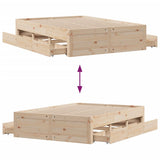 Bed Frame without Mattress with Drawers 150x200 cm King Size Solid Wood Pine 3308801