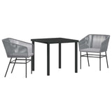 Garden Dining Set 3 pcs Grey Poly rattan 3380932